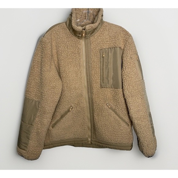 MNML Other - Mnml Khaki Sherpa Fleece Jacket Workwear Utility Jacket Men's SZ M Medium